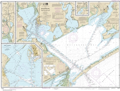 NOAA Chart 11317. Nautical Chart of Matagorda Bay including Lavaca and Tres Palacios Bays -  Port Lavaca -  Continuation of Lavaca River -  Continuation of Tres Palacios Bays - Gulf Coast. NOAA charts portray water depths, coastlines, dangers, aids to nav