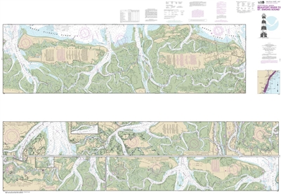 NOAA Chart 11507. Nautical Chart of Intracoastal Waterway Beaufort River to St Simons Sound - East Coast USA. NOAA charts portray water depths, coastlines, dangers, aids to navigation, landmarks, bottom characteristics and other features, as well as regul