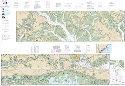 NOAA Chart 11518. Nautical Chart of Intracoastal Waterway Casino Creek to Beaufort River - East Coast USA. NOAA charts portray water depths, coastlines, dangers, aids to navigation, landmarks, bottom characteristics and other features, as well as regulato