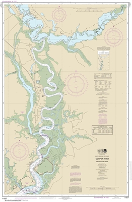 NOAA Chart 11527. Nautical Chart of Cooper River Above Goose Creek - East Coast USA. NOAA charts portray water depths, coastlines, dangers, aids to navigation, landmarks, bottom characteristics and other features, as well as regulatory, tide, and other in