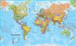 World Wall Map Political - XL. This extra large politically colored world wall map features every country as a different colour. All major towns and cities are featured on our huge map and capital cities are clearly marked. Hill and sea shading add to the