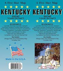 KENTUCKY STATE MAP FIVE STAR.  This map includes a mileage chart, drive time and distance map, and a complete index.  It includes Lousiville, Lexington, Bowling Green, Richmond, Berea, Ashland, Covington downtown, Elizabethtown, Paducah, Henderson, Owensb