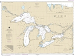 NOAA Chart 14500. Nautical Chart of Great Lakes, Lake Champlain to Lake of the Woods. NOAA charts portray water depths, coastlines, dangers, aids to navigation, landmarks, bottom characteristics and other features, as well as regulatory, tide, and other i