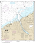 NOAA Chart 14813. Nautical Chart of Oswego Harbor on Lake Ontario. NOAA charts portray water depths, coastlines, dangers, aids to navigation, landmarks, bottom characteristics and other features, as well as regulatory, tide, and other information.