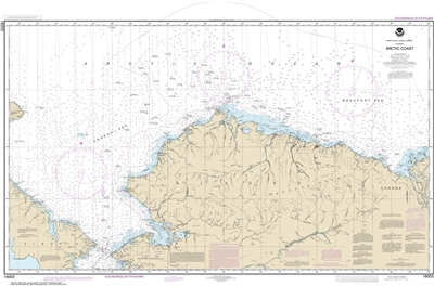 NOAA Chart 16003. Nautical Chart of the Arctic Coast. NOAA charts portray water depths, coastlines, dangers, aids to navigation, landmarks, bottom characteristics and other features, as well as regulatory, tide, and other information. They contain all cri