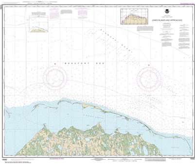 NOAA Chart 16062. Nautical Chart of Jones Islands and approaches. NOAA charts portray water depths, coastlines, dangers, aids to navigation, landmarks, bottom characteristics and other features, as well as regulatory, tide, and other information. They con