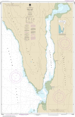 NOAA Chart 17312. Nautical Chart of Hawk Inlet, Chatham Strait - Alaska. NOAA charts portray water depths, coastlines, dangers, aids to navigation, landmarks, bottom characteristics and other features, as well as regulatory, tide, and other information. T