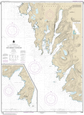 NOAA Chart 17330. Nautical Chart of West Coast of Baranof Island Cape Ommaney to Byron Bay- Alaska. NOAA charts portray water depths, coastlines, dangers, aids to navigation, landmarks, bottom characteristics and other features, as well as regulatory, tid