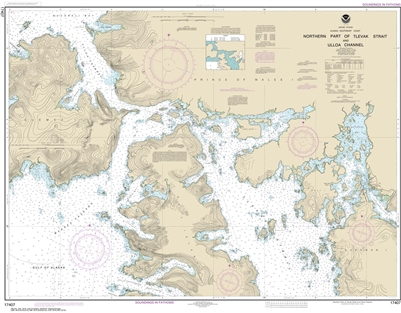 NOAA Chart 17407. Nautical Chart of Northern part of Tlevak Strait and Uloa Channel - Alaska. NOAA charts portray water depths, coastlines, dangers, aids to navigation, landmarks, bottom characteristics and other features, as well as regulatory, tide, and