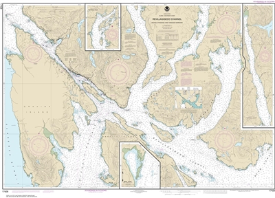 NOAA Chart 17428. Nautical Chart of Revillagigedo Channel, Nichols Passage, and Tongass Narrows - Seal Cove - Ward Cove - Alaska. NOAA charts portray water depths, coastlines, dangers, aids to navigation, landmarks, bottom characteristics and other featur