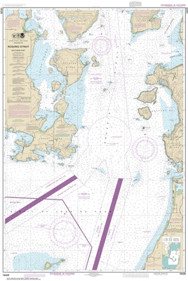 NOAA Nautical Chart 18429. Rosario Strait - Southern Part. NOAA maps portray water depths, coastlines, dangers, aids to navigation, landmarks, bottom characteristics and other features, as well as regulatory, tide, and other information. They contain all