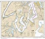 NOAA Chart 18448 Puget Sound Seattle to Olympia Nautical Chart. NOAA charts portray water depths, coastlines, dangers, aids to navigation, landmarks, bottom characteristics and other features, as well as regulatory, tide, and other information. They conta