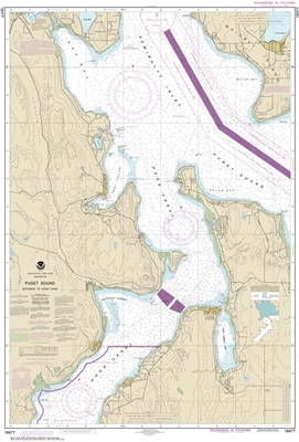 NOAA Nautical Chart 18477. Puget Sound Entrance to Hood Canal. NOAA maps portray water depths, coastlines, dangers, aids to navigation, landmarks, bottom characteristics and other features, as well as regulatory, tide, and other information. They contain