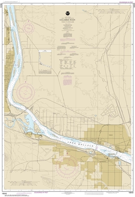 NOAA Chart 18543. Nautical Chart of Columbia River - Pasco to Richland. NOAA charts portray water depths, coastlines, dangers, aids to navigation, landmarks, bottom characteristics and other features, as well as regulatory, tide, and other information. Th