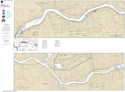 NOAA Chart 18546. Nautical Chart of Snake River-Lake Herbert G West. NOAA charts portray water depths, coastlines, dangers, aids to navigation, landmarks, bottom characteristics and other features, as well as regulatory, tide, and other information. They