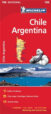 788 - Chile and Argentina travel map. Updated regularly, MICHELIN National Map Chile Argentina will give you an overall picture of your journey thanks to its clear and accurate mapping scale 1:2,000,000. Our map will help you easily plan your safe and enj