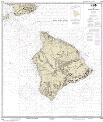 NOAA Chart 19320. Nautical Chart of the Island of Hawaii. NOAA charts portray water depths, coastlines, dangers, aids to navigation, landmarks, bottom characteristics and other features, as well as regulatory, tide, and other information. They contain all