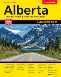 Alberta Back Road Travel Atlas. This is a very comprehensive and detailed atlas. Includes township and range information, points of interest list, parks and recreation areas, and provincial road maps. City insets for Banff, Calgary, Edmonton, Grande Prair