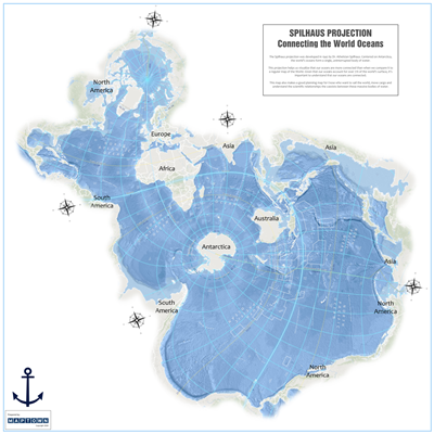 Spilhaus Projection World Wall Map. Did you know that the oceans make up 71 percent of the worlds surface? Map Town has unveiled another new and creative way to map the world. The Spilhaus map projection was developed in 1942 by Dr. Athelstan Spilhaus. Ce