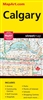 Calgary Alberta Travel Road map. A must have for anyone travelling in Calgary. Includes communities, detailed roads, an inset of downtown, points of interest, parks, schools, golf courses, hospitals, shopping centers and more. Folded maps have been the t