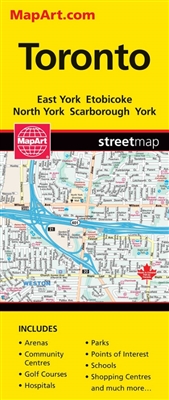 GTA Toronto & Area Road map. The map not only includes the city of Toronto itself but also encompasses several surrounding communities, including East York, Etobicoke, North York, Scarborough, and York. For anyone traveling within the GTA, having a compre