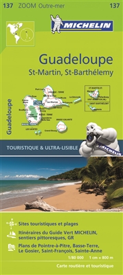 Guadeloupe, St Martin & St Barthelemy travel map. MICHELIN zoom maps highlight all the leisure activities available, such as golf clubs and tourist trains. MICHELIN Zoom Maps also include star-rated scenic routes, tourist sights & attractions, as well as
