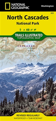 North Cascades National Park Hiking & Trail Map. Baker Lake; Rockport State Park; Chelan and Ross Lake National Recreation Areas; Stephen Mather, Mount Baker, and Pasayten Wilderness Areas; Snoqualmie and Okanogan Wenatchee National Forests; and portions