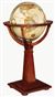 Logan 16 inch World Globe. Old-world workmanship and whole-world detail combine to make the antique-ocean, raised-relief Logan globe the focal point of any room. The 16" globe rests handsomely on a hand-rubbed, inlaid-wood stand inspired by Italian crafts