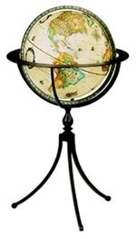 Marin 16 inch World Globe. Hand-crafted warmth; a contemporary interpretation of a classic design. The hand-crafted wrought iron stand offers a beautiful setting for this 16 inch, raised-relief, parchment ocean globe that is guaranteed to capture the atte