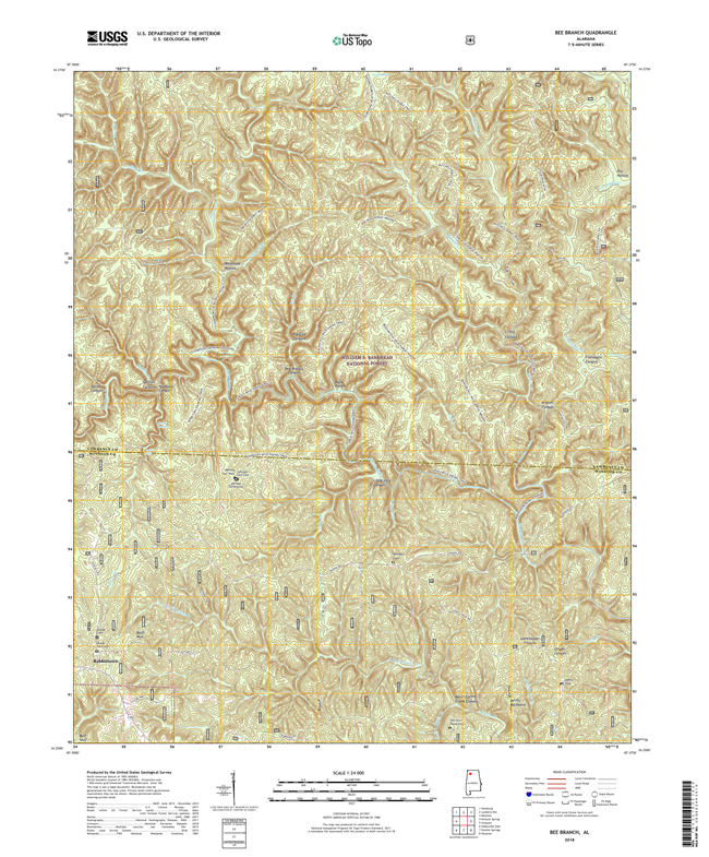 Bee Branch Alabama - 24k Topo Map