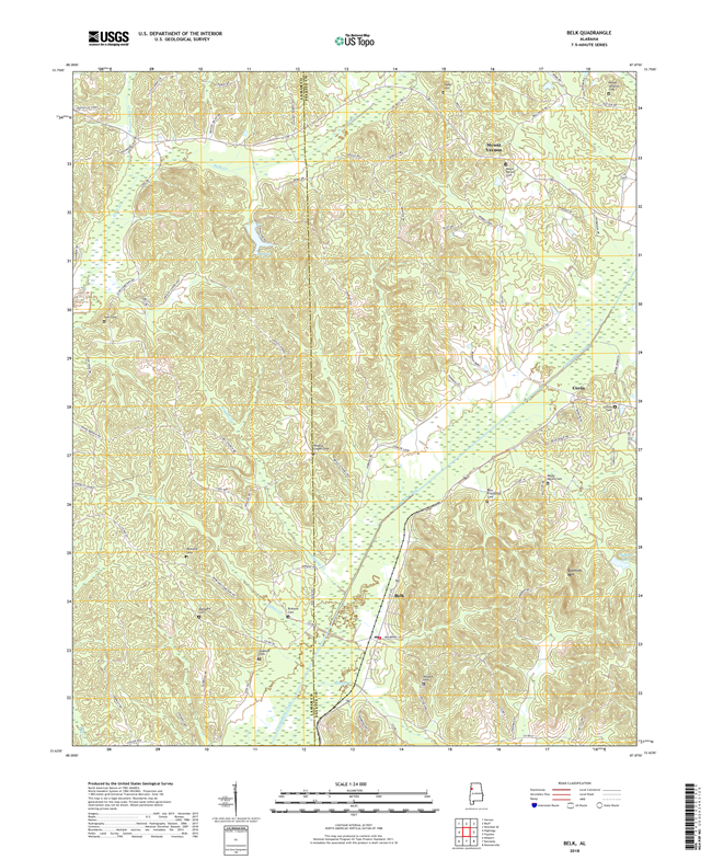 Belk Alabama - 24k Topo Map