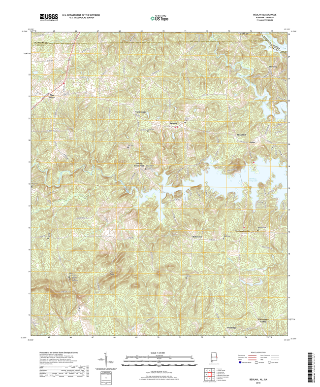 Beulah Alabama - Georgia - 24k Topo Map