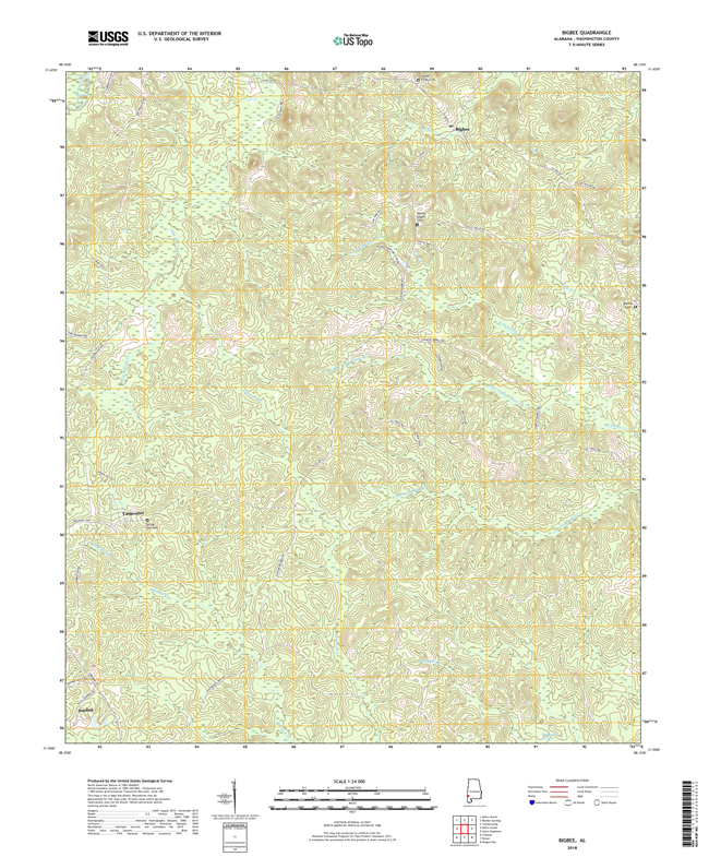 Bigbee Alabama - 24k Topo Map