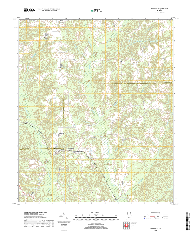 Billingsley Alabama - 24k Topo Map