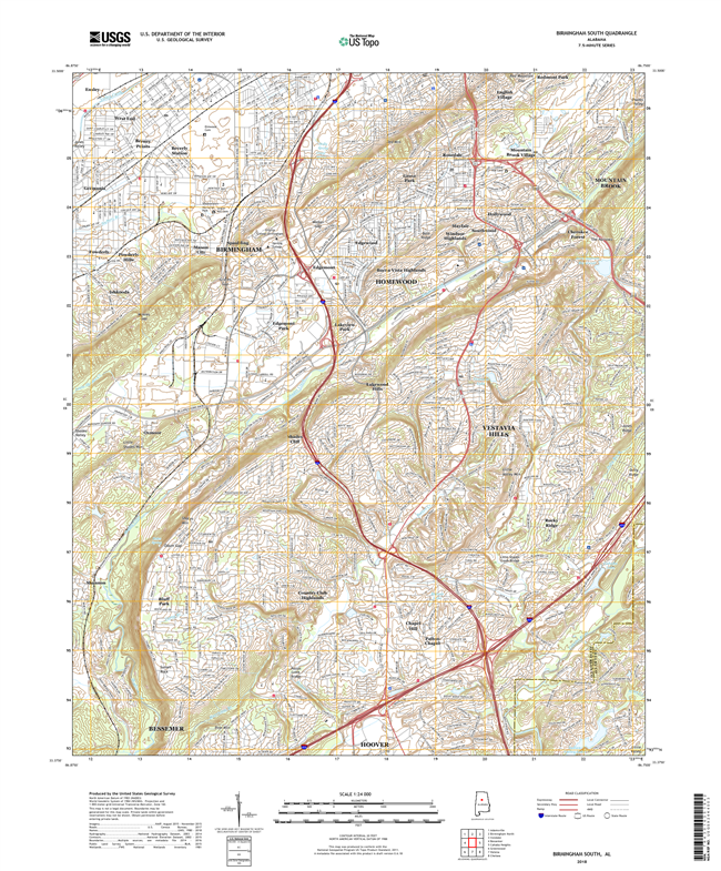 Birmingham South Alabama - 24k Topo Map