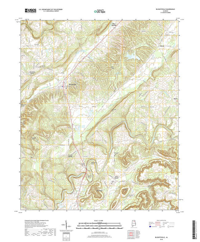 Blountsville Alabama - 24k Topo Map