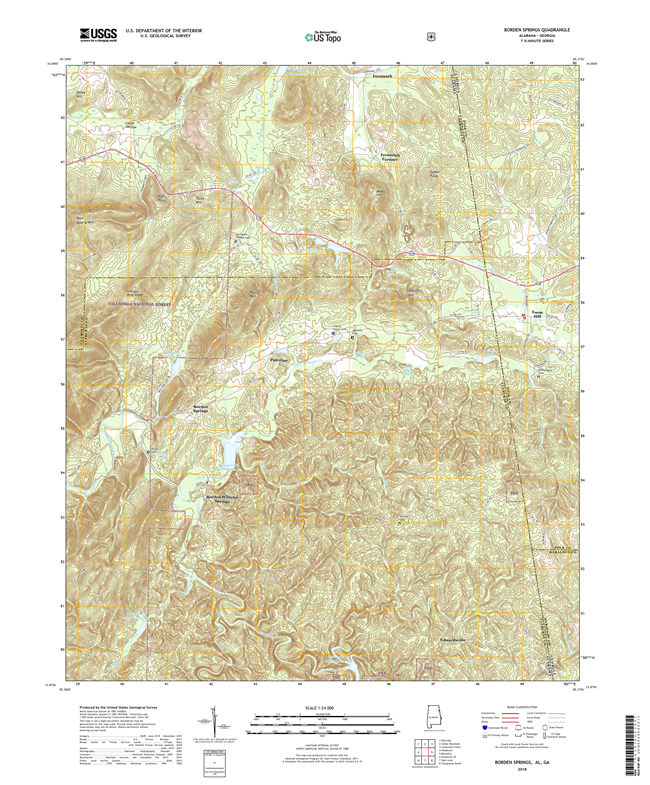 Borden Springs Alabama - Georgia - 24k Topo Map