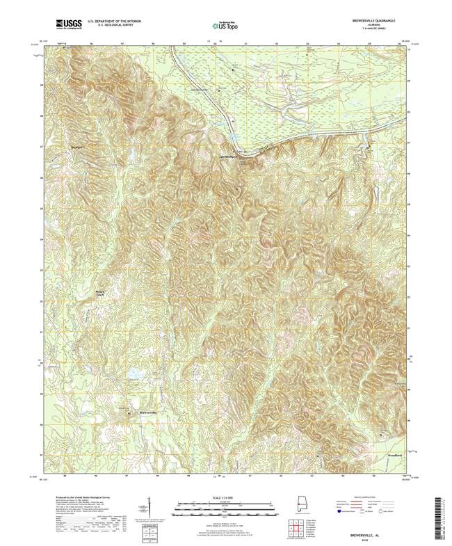 Brewersville Alabama - 24k Topo Map