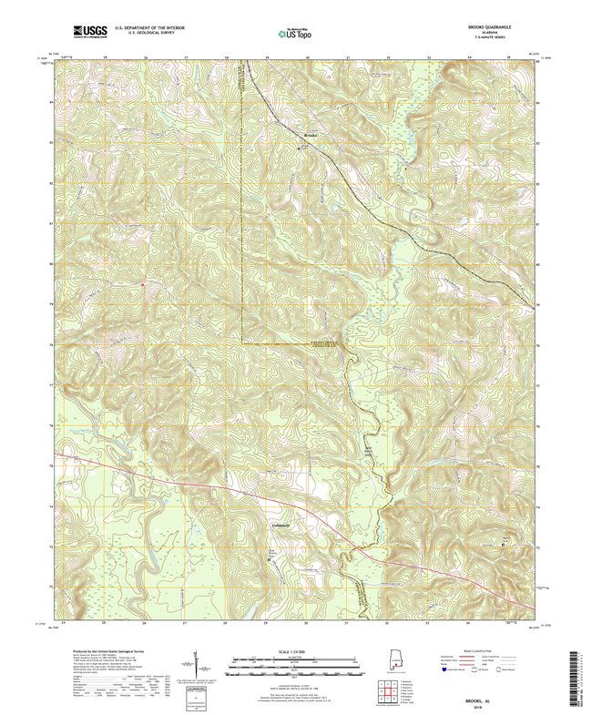 Brooks Alabama - 24k Topo Map