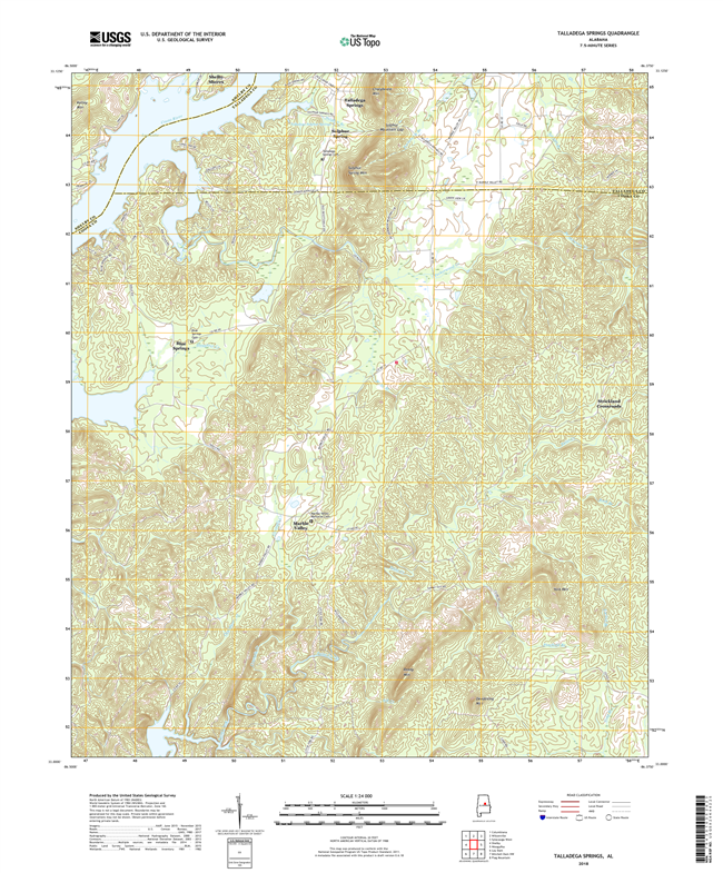 Talladega Springs Alabama - 24k Topo Map