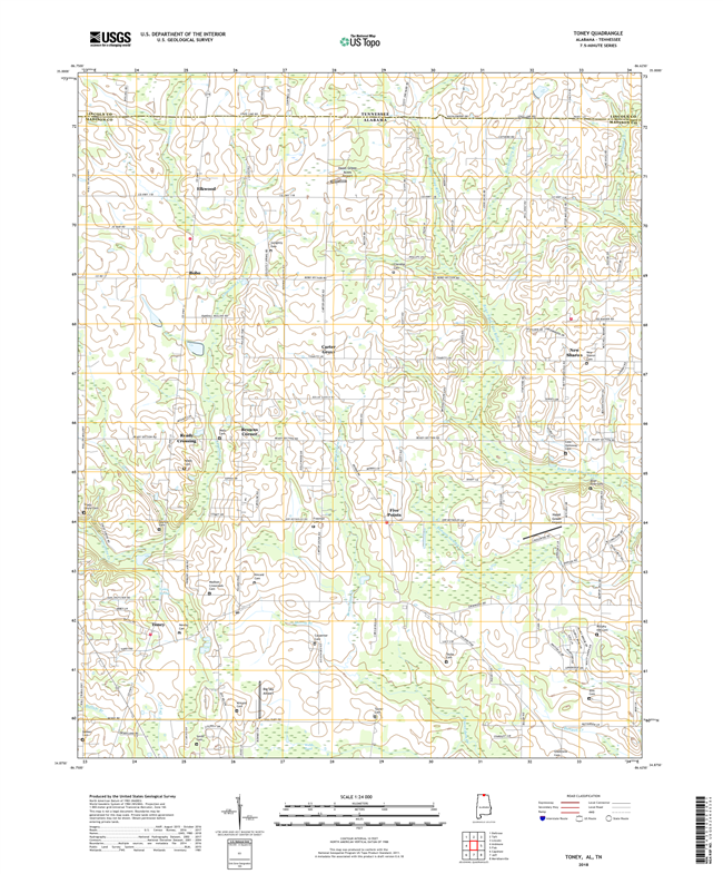 Toney Alabama - Tennesseee - 24k Topo Map