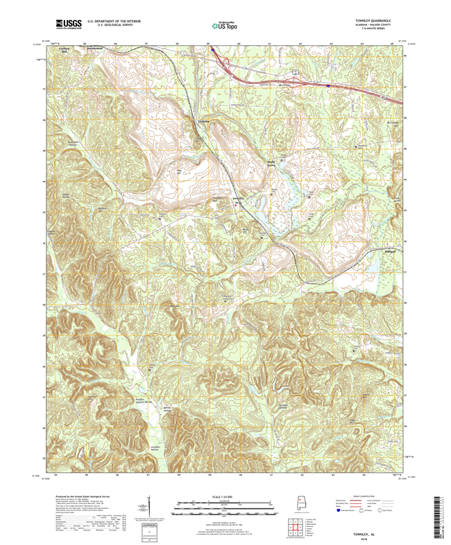 Townley Alabama - 24k Topo Map