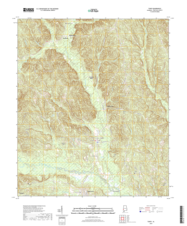 Toxey Alabama - 24k Topo Map