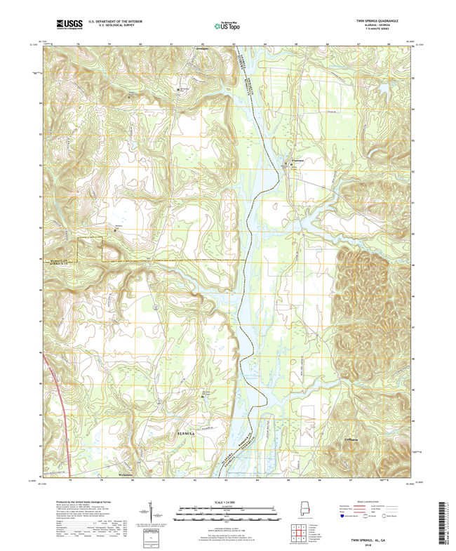 Twin Springs Alabama - Georgia - 24k Topo Map