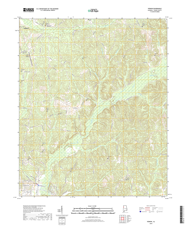 Vernon Alabama - 24k Topo Map