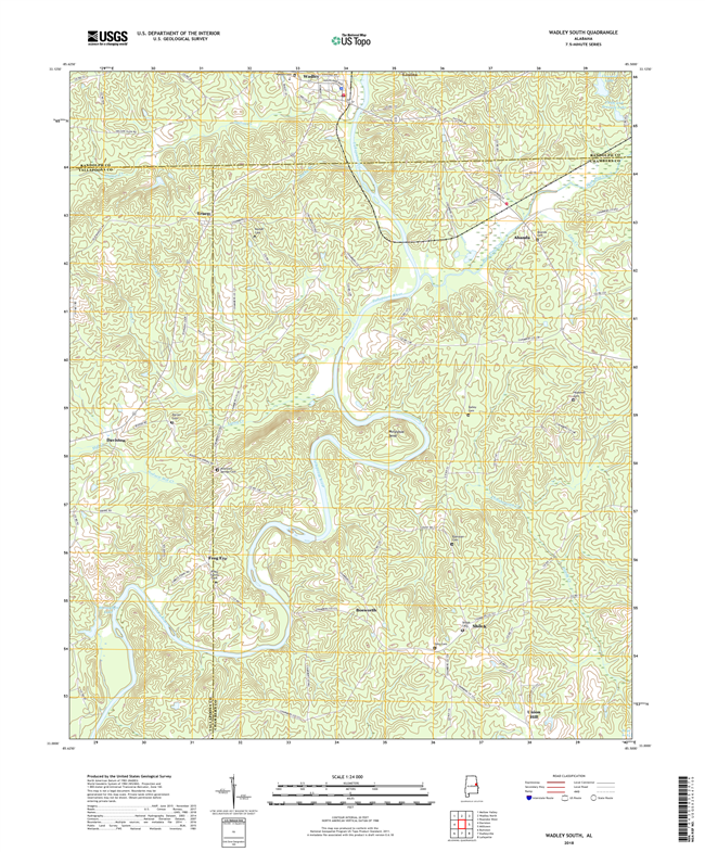 Wadley South Alabama - 24k Topo Map