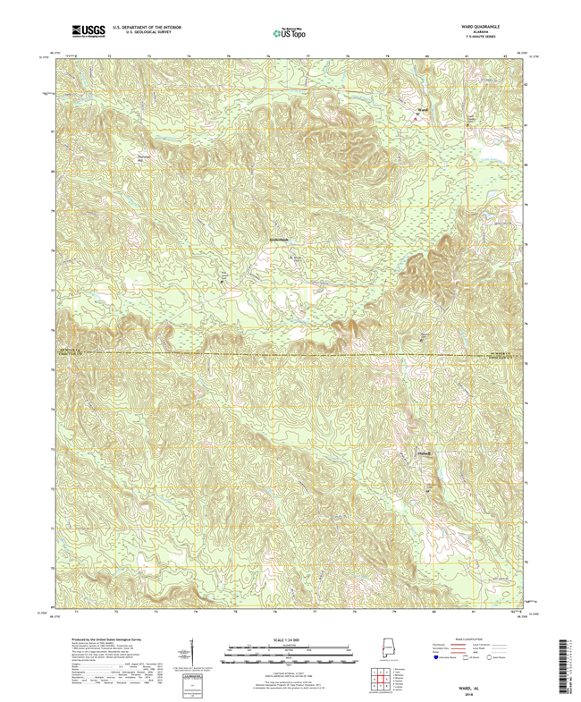 Ward Alabama - 24k Topo Map