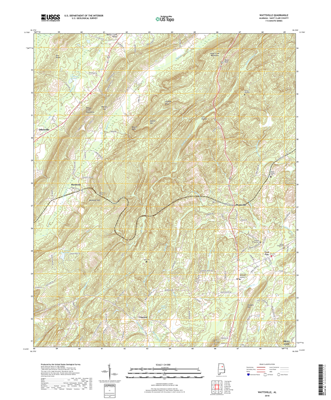 Wattsville Alabama - 24k Topo Map