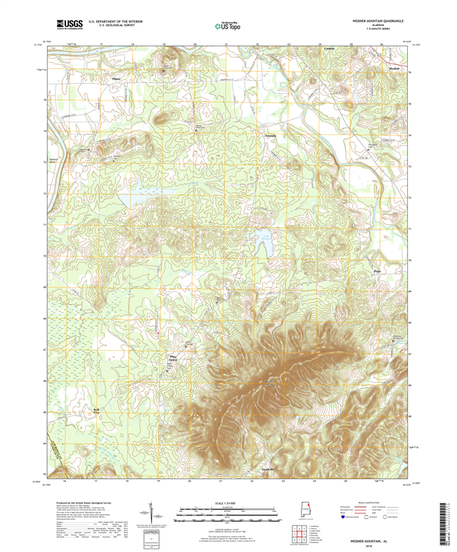 Weisner Mountain Alabama - 24k Topo Map
