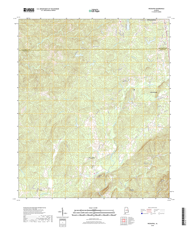 Weogufka Alabama - 24k Topo Map